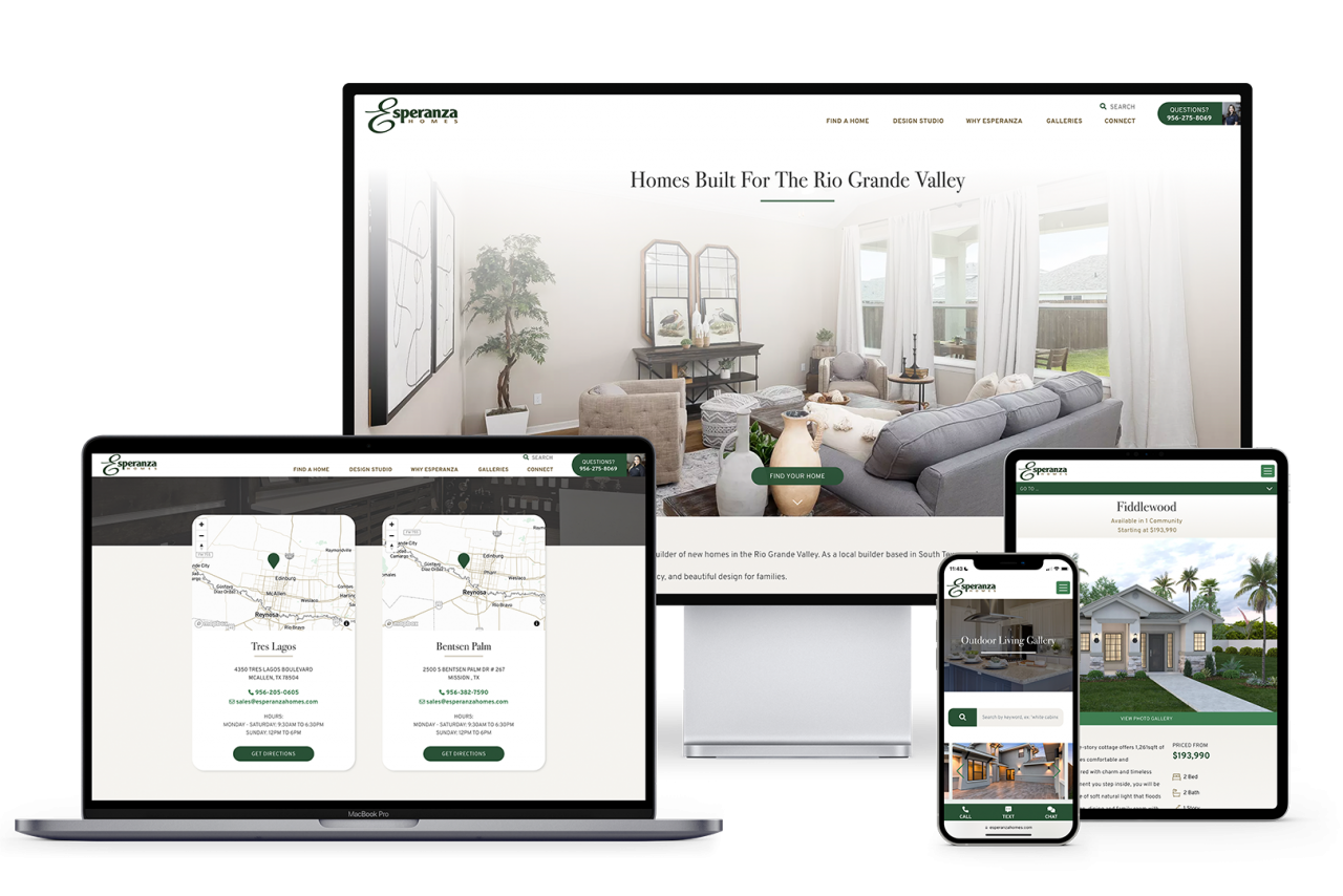 Home Builder Website Design for Esperanza Homes