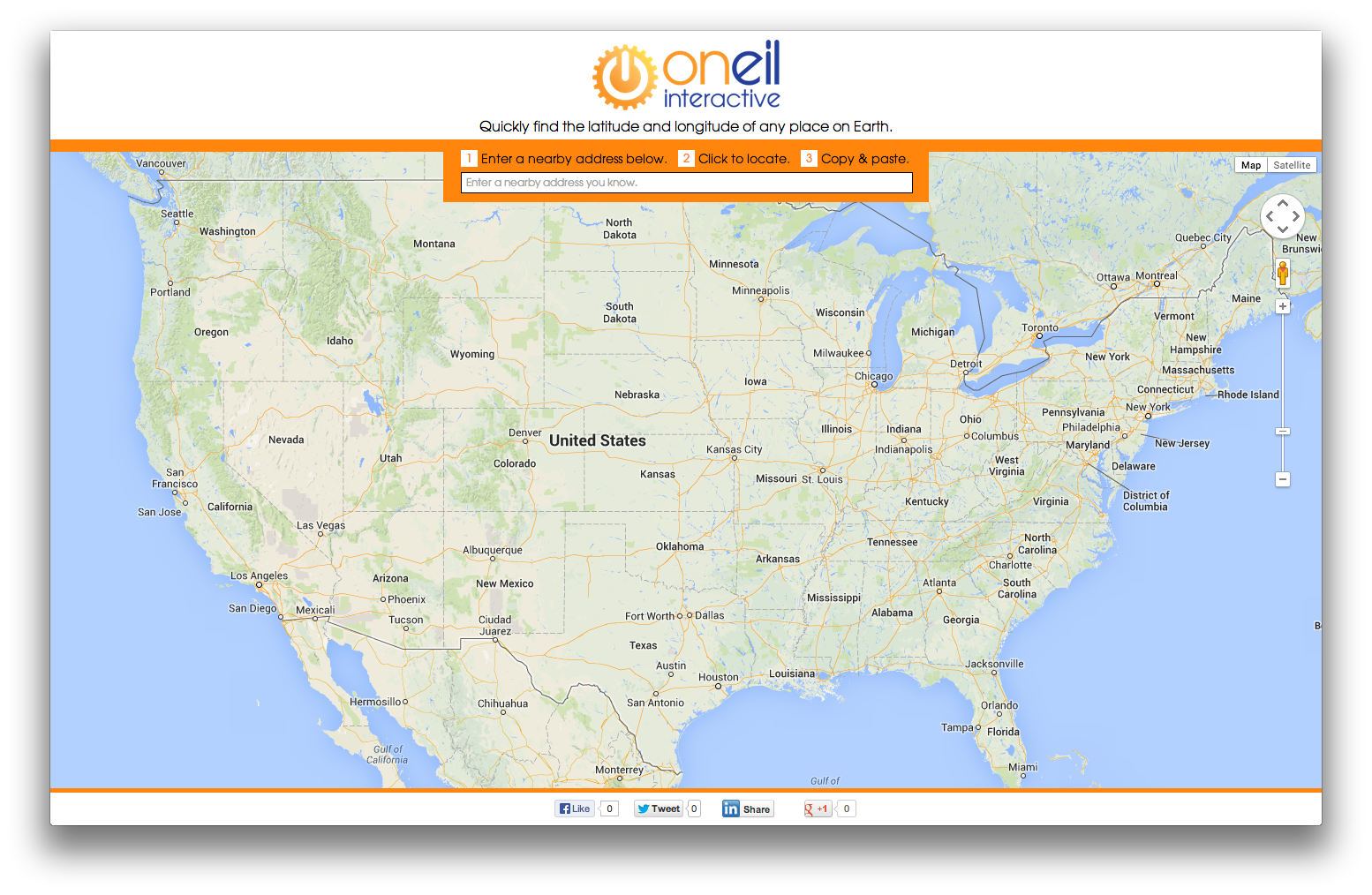 Find your Latitude Longitude from ONeil Interactive